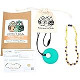 Amber & Amethyst Teething Necklace for Babies - Lab-Tested - Comes With Silicone Teething Necklace -