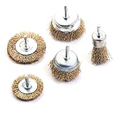 KSEIBI 663205 ワイヤーブラシセット 5-PC, 鋼線、真鍮コート (軸径6mm)