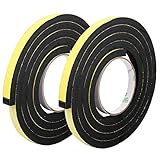 uxcell　スポンジテープ　粘着テープ　スポンジフォームテープ　片面　イェロー　12x10mm　2M長さ　２個入り