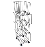 【つみ重ねバスケットワイド4段（キャスター付）】積み重ね バスケット 棚 キッチン リビング ランドリー クローゼット 収納 4個 片付け キャスター付き スチール コンパクト 日本製