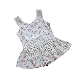 Famukaキッズ女の子ボヘミアンシフォン小さい花柄夏服セット　ベスト＋ショーツ（白　５歳）