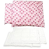 掛け敷き布団セット（カバー付）ピンクドット柄 掛け布団 幅90cm×長さ120cm、掛け布団用アタッチメント、幅90cm×長さ30cm、掛けカバー、掛けアタッチメントカバー、敷き布団 幅70cm×長さ