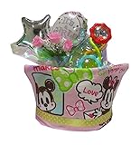【出産祝い・おむつケーキ】おむつ・おしりふきケーキ　1段　ブライトスターツラトルつきベビー用 (ピンク)ディズニー　ミッキー＆ミニー