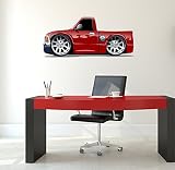 48 "漫画Lowriderトラック# 3赤壁グラフィック子供部屋ステッカーホームデカールゲームMan Cave Denアート飾りExtra Large