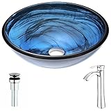 ソアーヴェシリーズdeco-glass容器シンクでサファイアWispとハーモニーで蛇口クローム