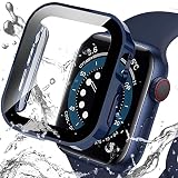 Miimall 対応Apple Watch 8 41mm/7 41mm 新型防水ケース 直角タイプ 防水 くもり止め アップルウォッチ8 2022 41mm 一体型新型ケース防塵 防曇 フイルム スポーツ 傷防止 防衝撃 全面保護ケース Apple Watch 7 カバー（41mm|ブルー）