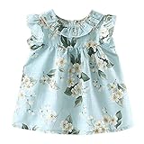 QIAONAI 子供服　女の子用ワンピース　可愛い花柄　ノースリーブ　ふんわり裾　丸襟　キッズ用ドレス　着心地いい　 幼児　日常服　通園　お出かけ　散歩　旅行　プリンセス変身　パーティー/結婚式　73