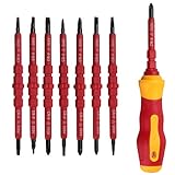 絶縁ドライバー セット マグネット付 差し替え式 7本14点仕様 プラス/マイナス/六角/Y型/U型/三角 ドライバー ビット 絶縁工具