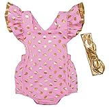 (コ-ランド) Co-land ベビー服 ロンパース 半袖 カバーオール 赤ちゃん 女の子 女児 出産祝い 寝相アート ドット柄 ヘアバンド 2点セット ピンク 80