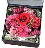 花由 ボックスフラワー hana cube 黒箱 【プリザーブドフラワー】 レッド