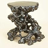 いよじ園 【盆栽卓】 根卓 [縞黒檀]［高：17.3cm×天盤：13.5cm］【盆栽道具】【飾卓】【花台】