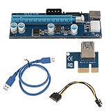 Dolity SATA　 USB3.0　電源ケーブル　データケーブル　4ピン/ 6ピン/ 15ピン電源　互換性　Ver006C PCI-E エクスプレス1x →16x　電源ライザーアダプターカード　　