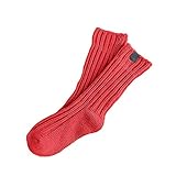 Plus Nao(プラスナオ) 子供用 靴下 ソックス クルーソックス シンプル 無地 バイカラー コットン 女の子 男の子 ベビー キッズ 下着 くつ下 ベビー キッズ ジュニア 4-6歳 レッド