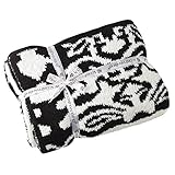 カシウェア ブランケット ダマスク シングル用 マイクロファイバー Damask Throw Blanket ドリーム スロー ブランケット (Black/Creme) kashwere [並行輸入品