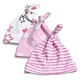 Romperinbox（ロンパースインパック）新生児用 ベビー帽子 女の子 キッズ帽子 秋冬 防寒 綿100% 3枚セット (3～6ヶ月, ピンク*3枚)