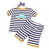 (マッドパイ)Mud Pie ベビー ボーダーパジャマ/ツーピース 2 Piece Short Pajama 174663-12 ネイビー/ホワイト 9-12M(9～12ヶ月) [並行輸入品]