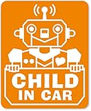 imoninn CHILD in car ステッカー　【マグネットタイプ】　No.50　ロボットさん　（オレンジ色）