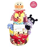 出産祝いに大人気！ アンパンマン・バイキンマンのおむつケーキ/赤ちゃんの内祝い・誕生日プレゼント ギフトセット ダイパーケーキ/男の子 (パンパースS20枚 （出産祝い用に）)