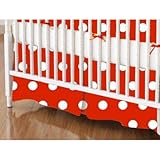 SheetWorld - Crib Skirt (28 x 52) - Polka Dots Red - Made In USA by sheetworld