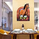 bibitimeクリエイティブ馬壁アートステッカーNational動物デカール用リビングルームベッドルーム保育園子供部屋装飾ビニール壁画 DIY ブラウン 2139