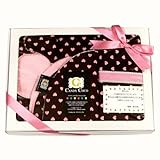 出産祝い メッセージのしを付けて 人気 ギフト 0~4才女の子スタイ２枚・おむつマット＆ポーチ４点/ブラウンピンクハート