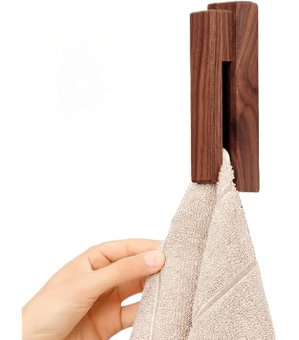 Amazon｜タオル掛け 木製 ナチュラル 目立ちにくい 壁固定 粘着テープ