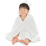 泉州タオル Attract BC 出産祝い ベビーバスローブ フード付きバスタオル バスポンチョ おくるみ プールタオル 日本製 赤ちゃん 男の子 女の子 (クマ耳ホワイト)