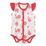 (チャックル) chuckle フルーツ柄フリル袖前開きロンパース レッド 80cm P3658-80-21