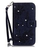 UNEXTATI Huawei P9 Lite ケース ダイヤモンド 手帳型ケース カバー カード収納 ストラップ 付き Huawei P9 Lite 用 Case Cover (ブルー #2)