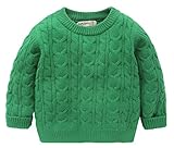 C-Princess 秋冬 子供服 ニット セーター シャツ トップス プルオーバー 長袖 ケーブル編み 無地 可愛い ベビー キッズ 男の子 女の子 カジュアル グリーン 95