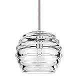 WAC Lighting MP-916-CL/BN Clarity Collection 1-Light Monopoint Pendant, Brushed Nickel with Clear Ha