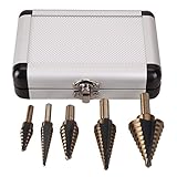 Iglobalbuy ステップドリル チタンコーティング コバルトハイス 5本セット 収納ケース付