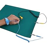 Qiilu 静電作業マット 静電気防止ストラップ 静電マット 30 x 40cm PC静電防止 静電気除去 リストストラップ マット ケーブル パソコンや電子機器作業用 （PVCリストストラップ+クローバックル付きアース線+ 30 * 40cmテーブ