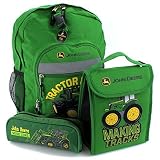 John Deere 16 inch Backpack Lunch Bag and Pencil Pouch Set (Green Tractor Power) [並行輸入品]