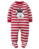 カーターズ ロンパース carter's 男の子用赤xグレーボーダー帽子クマさんフリース足つきカバーオール (newborn(-55cm)) [並行輸入品]