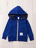 F.O.KIDS (エフオーキッズ) ベビー フード付き ジップ パーカー ベビー服 赤ちゃん 男の子 女の子 長袖 防寒 はおりもの 90㎝ 1～2才頃 ブルー
