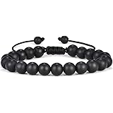M MOOHAM Lava Rock Bracelet - 8mm Stone Tiger Eye Bracelet Lava Rock Bracelet, Stress Relief Yoga Beads Adjustable Bracelet A