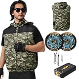 [Vezuoco] 空調作業服 ベスト ファン付き作業服【30V超高出力 30000mAh大容量 】167L/秒 26H連続稼動 2種類駆動