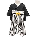 ボーイズベビー用品[mini kaede]ボーイズ|ベビー袴(はかま)ロンパース|しろくま紋|お祝い|入園|入学|結婚式|お正月|カバーオール|男の子 70cm ブラック