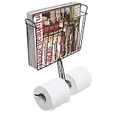 ブラックメタル壁マウント浴室Magazineストレージバスケット/デュアルHangingトイレットペーパーロールホルダー