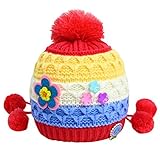 Happy　Cherry　新品　子供　キッズ　ベビー帽子　ニット帽　冬　ふかふか　ボンボン付き　お出かけ用品　クリスマスのプレゼント　レッド