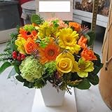 TVチャンピオン出場【今旬フラワーアレンジメント3,700円 ナチュラル 黄色・オレンジ系】誕生日 花　誕生日 プレゼント 女性 フラワーアレンジメント 開業開店祝い 花 劇場 楽屋花 ギフト お見舞