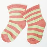 クウベルチュール marshmallow ベビーソックス ピーチボーダー