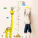 Dragon Honor ウォールステッカー 子供身長計 可愛い キリン 小猿 果物 雲 子供部屋 幼稚園 保育園 身長ステッカー おしゃれ インテリア雑貨 飾り 壁紙シール タイルシール 壁の装飾 
