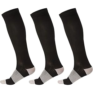 NANOOER 強靭補強靴下! [ 3組 ] 夏用 ハイソックス 着圧 ソックス スポーツ用 コンプレッション ストッキング サイクリング ランニング 弾性ソックス スポーツ ソックスメンズレディース