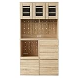 LOWYA（ロウヤ） 食器棚 キッチン収納 選べる５タイプ レンジ台 カップボード 木目調 大容量収納 幅96㎝ タイプA+B