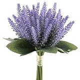 Manyee 8pcs人工花Arrangements Fakeプラスチックラベンダー花柄のウェディングブーケセンターピースパーティーダイニングテーブルリビングルーム装飾パープル