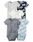 カーターズ Carter's 男の子用サイとゾウさんのボーダー物語半袖ボディスーツ5枚セット (24months(83-88cm)) [並行輸入品]