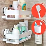 白1層壁掛けバスルームシェルフキッチン＆トイレデュアルパーパス収納ラック多機能プラスチックシェルフ