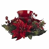 ほぼ自然4920ポインセチアとベリーCandleabrum、レッド